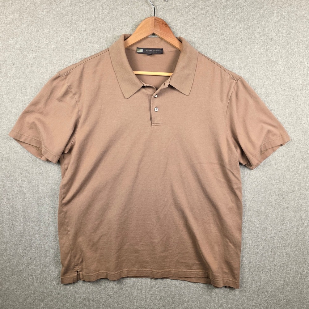 Robert Barakett Montreal Tan Brown 100% Pima Cotton Polo Shirt XL 42040